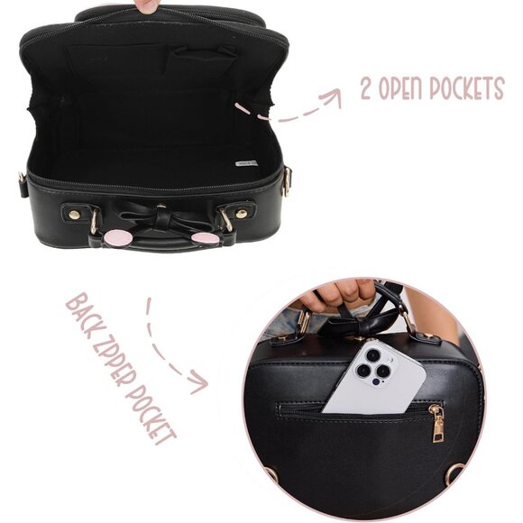 Retro TV Shaped Ita Backpack with Pin Display and Inserts Pink Crossbody Purse - Picture 9 of 9